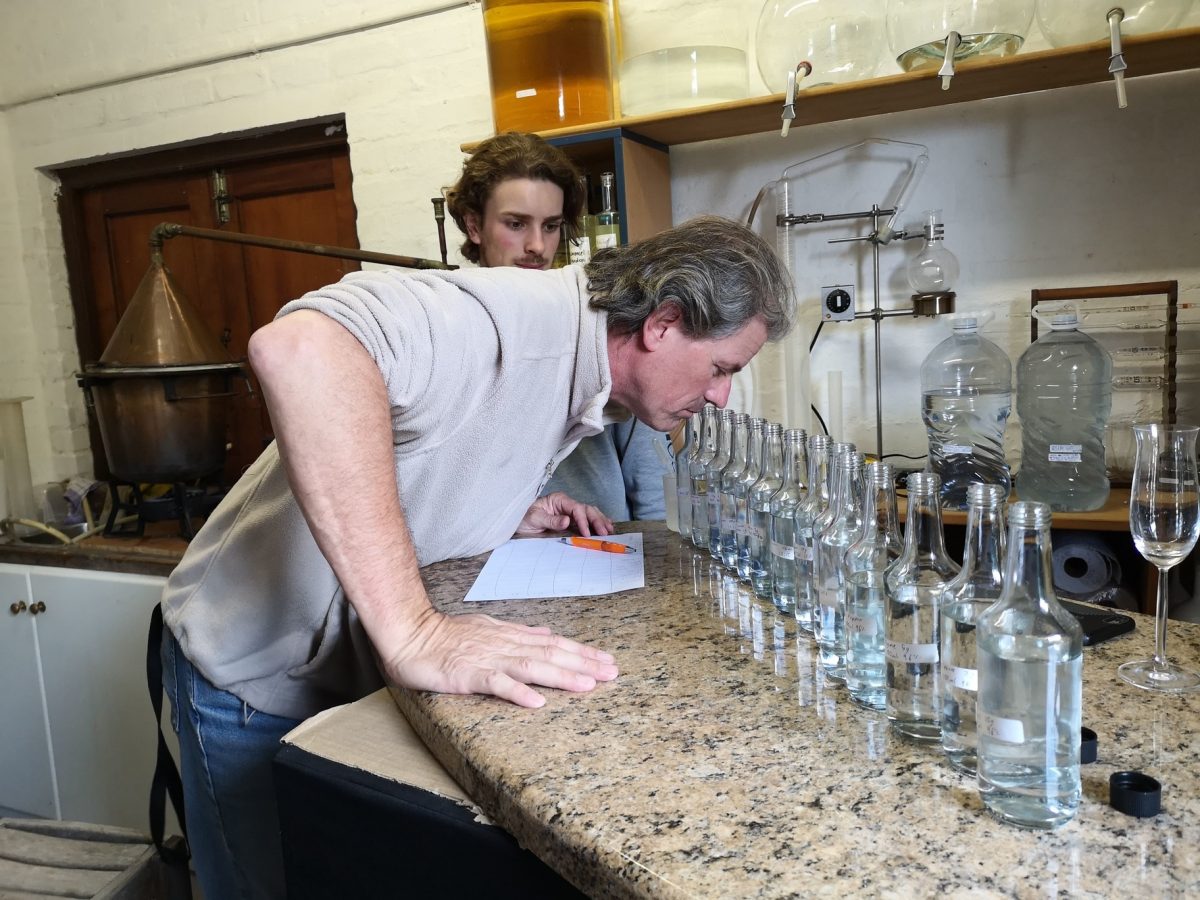 At the Blomendahl Laboratory: Benedikt and Franz Blomendahl busy developing the best possible combination. The result? A Michelangelo Platinum Award Winning Gin…ROXI`S BOTANICAL GIN!